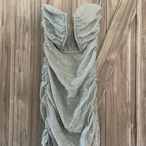 Elegant Silver Ruched Dress